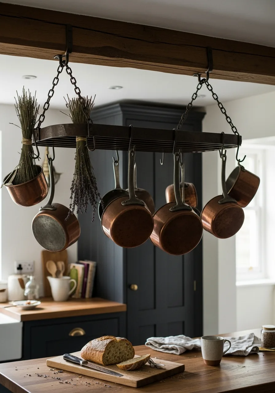 2. Copper Hanging Pot Rack