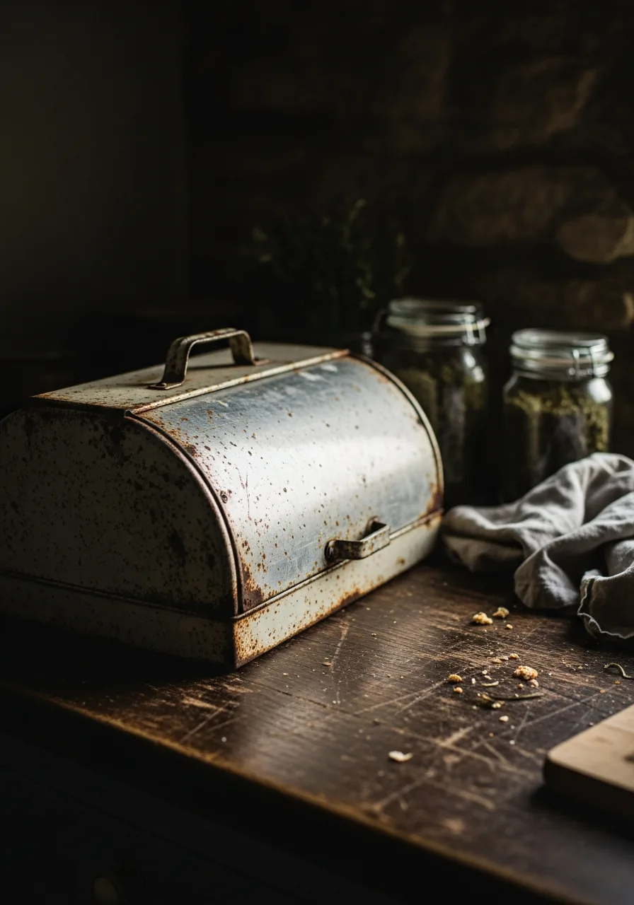 25. Antique Metal Bread Box