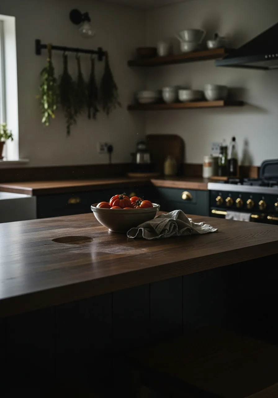 37. Dark Stained Kitchen Island