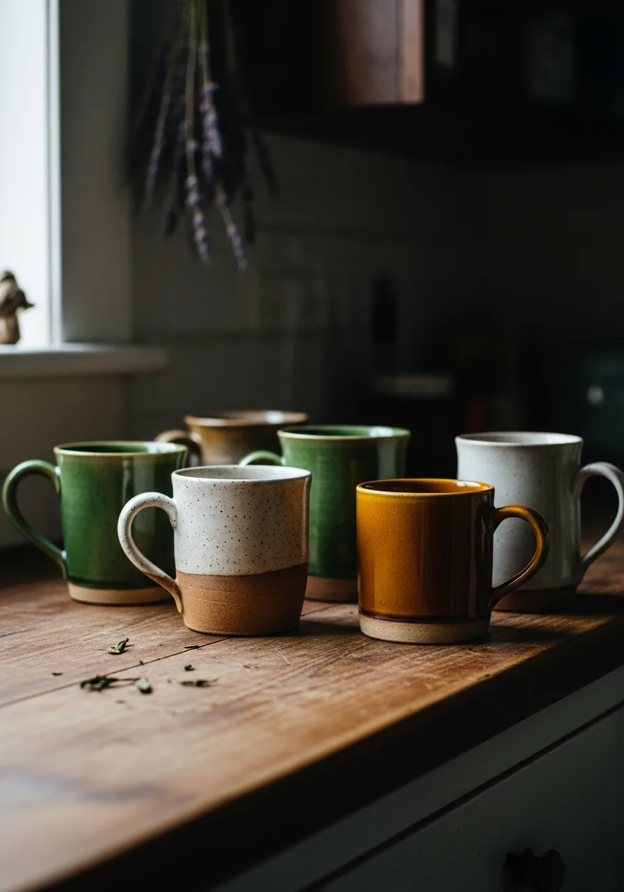 41. Thrifted Mismatched Ceramic Mugs