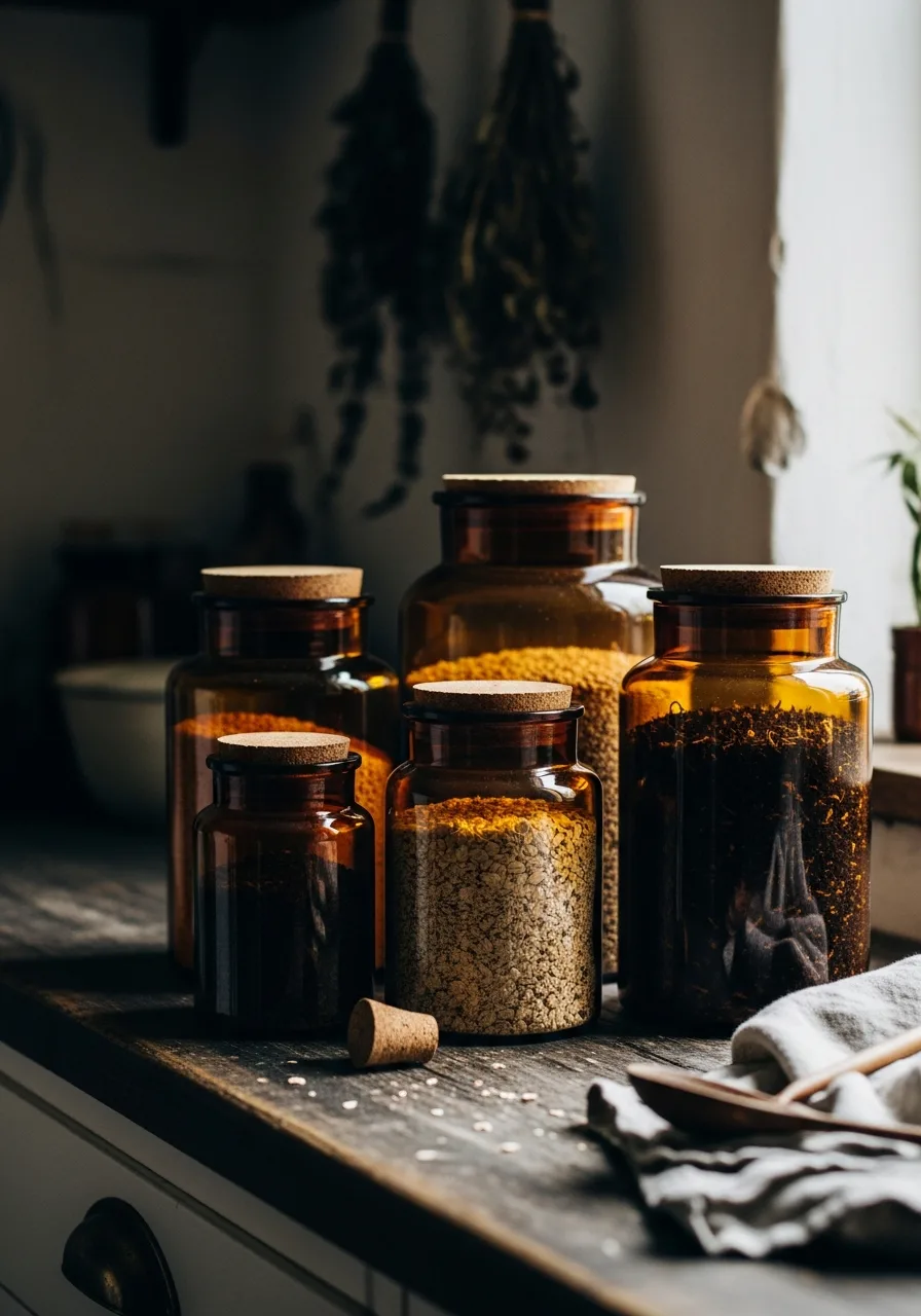 6. Amber Glass Storage Jars