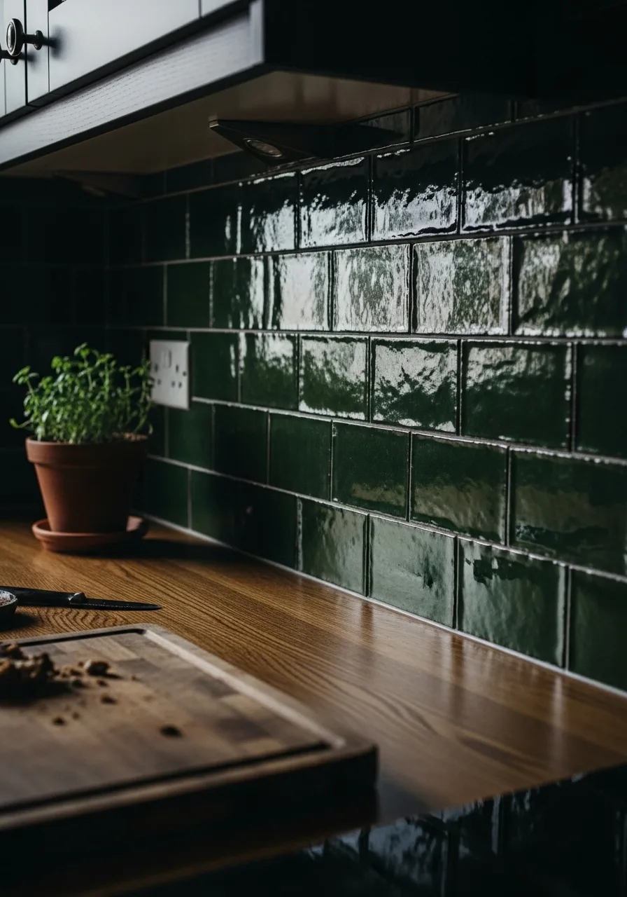 7. Forest Green Backsplash Tiles