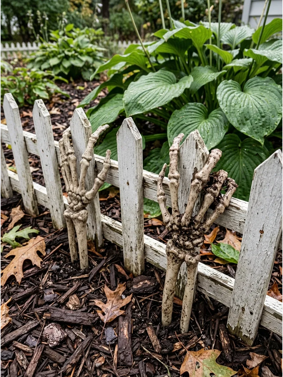 17. Skeleton Hands Garden Border