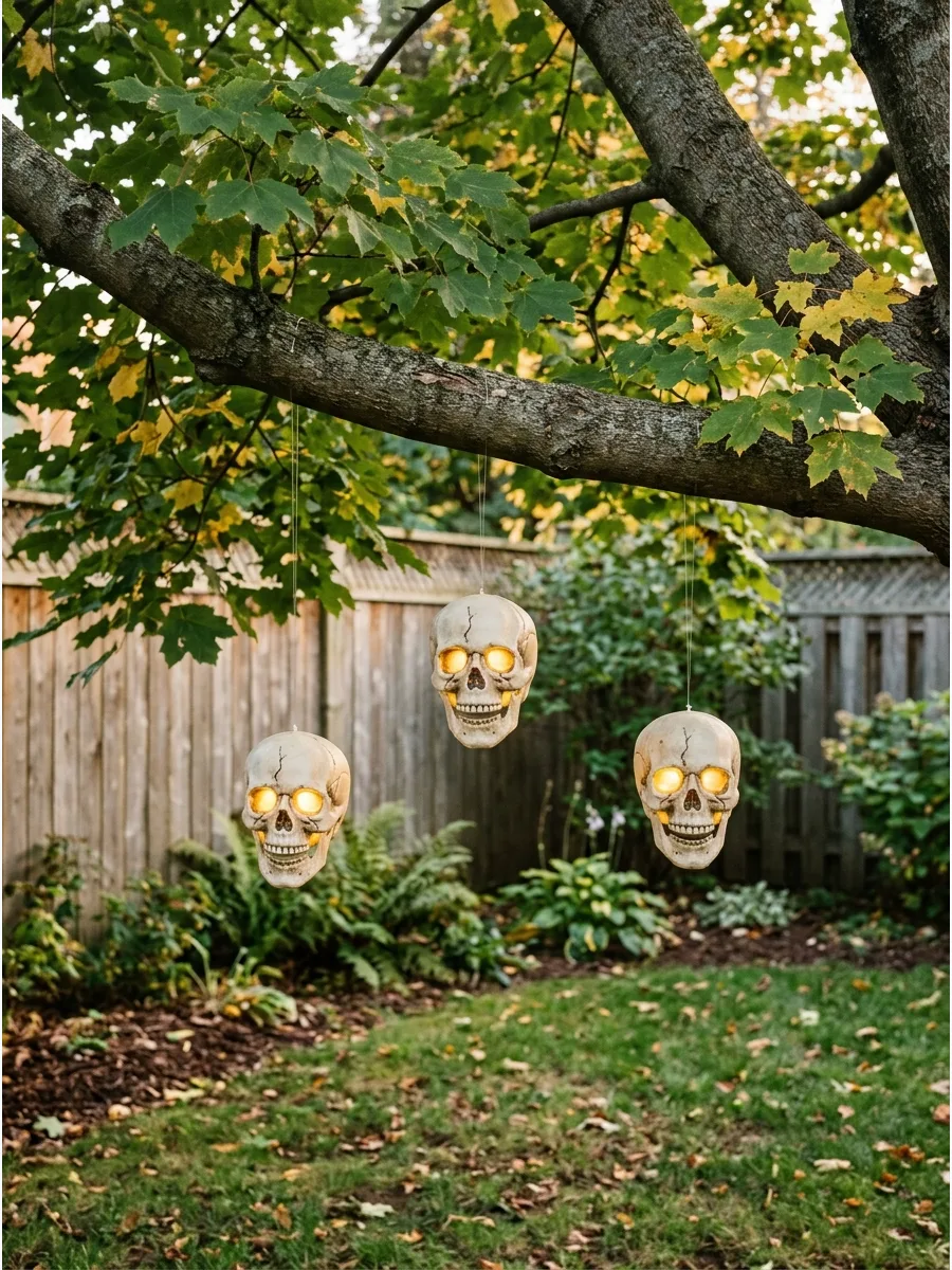 18. Hanging Skull Tree Lanterns