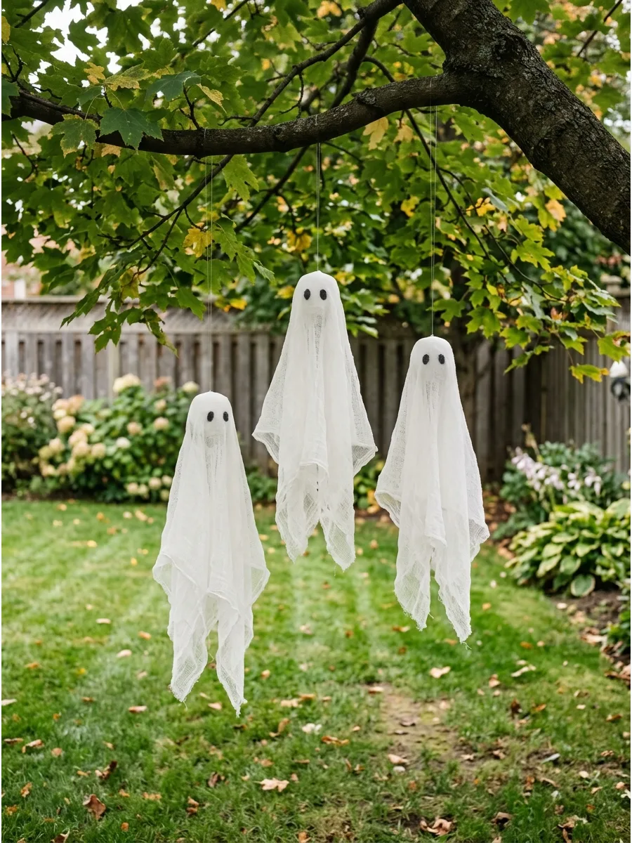 31. Floating Cheesecloth Ghosts