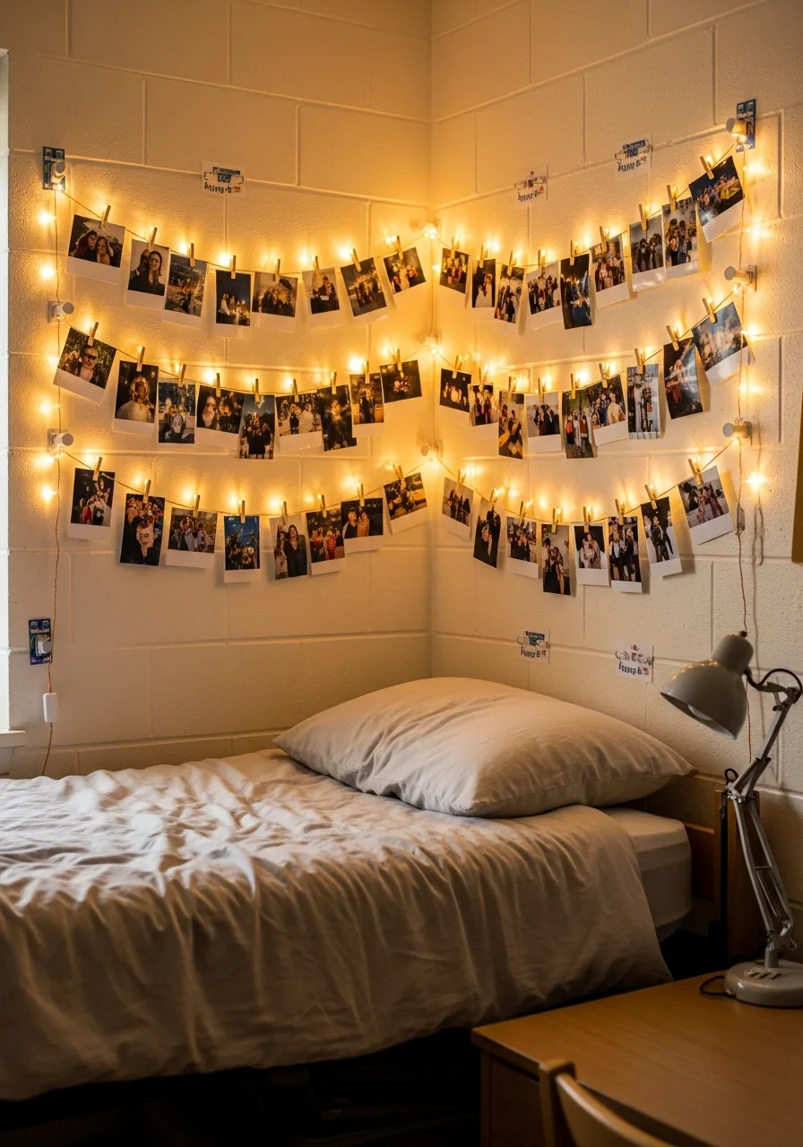 7. Fairy Light Photo Wall