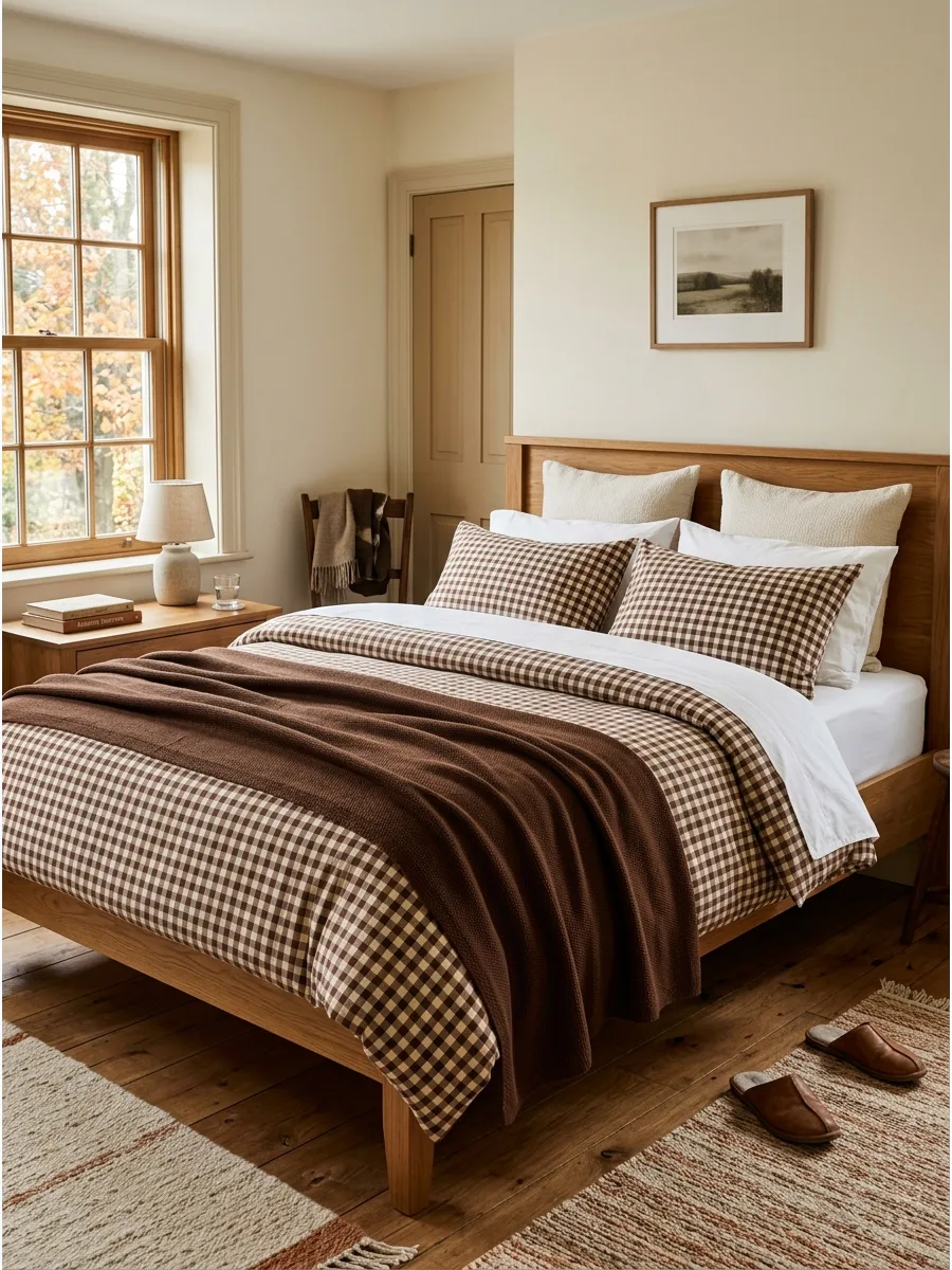 11. Brown Gingham Bedding