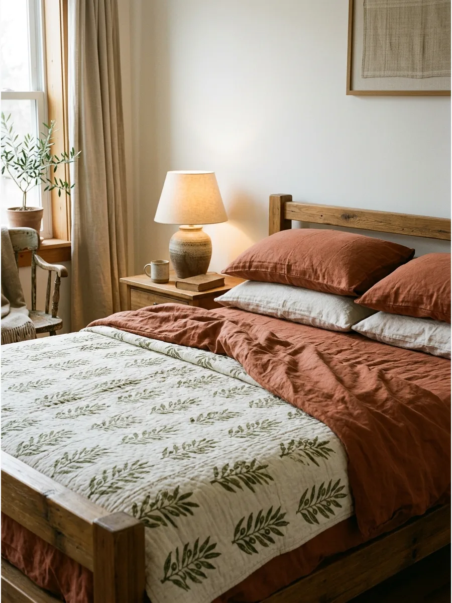 15. Block-Print Botanical Quilt