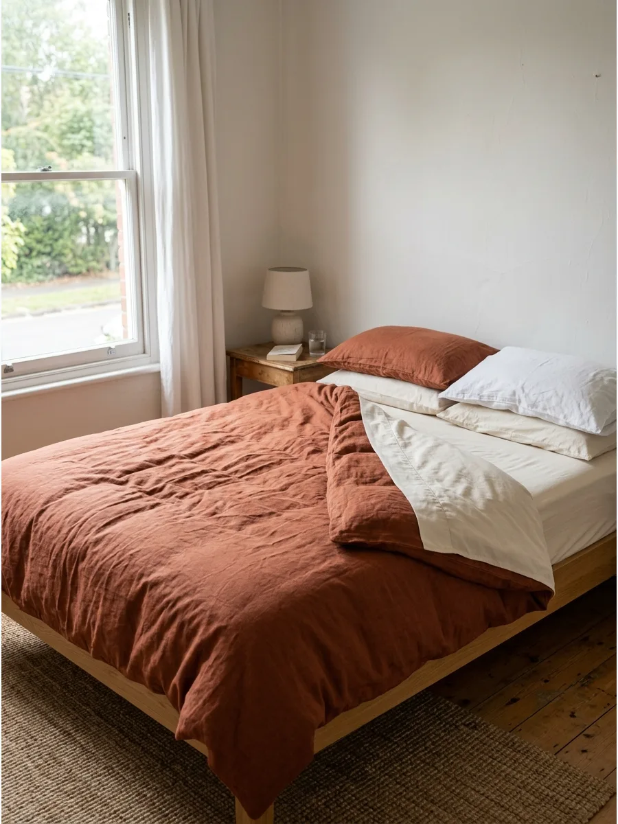 16. Rust Linen and Cream Sheets