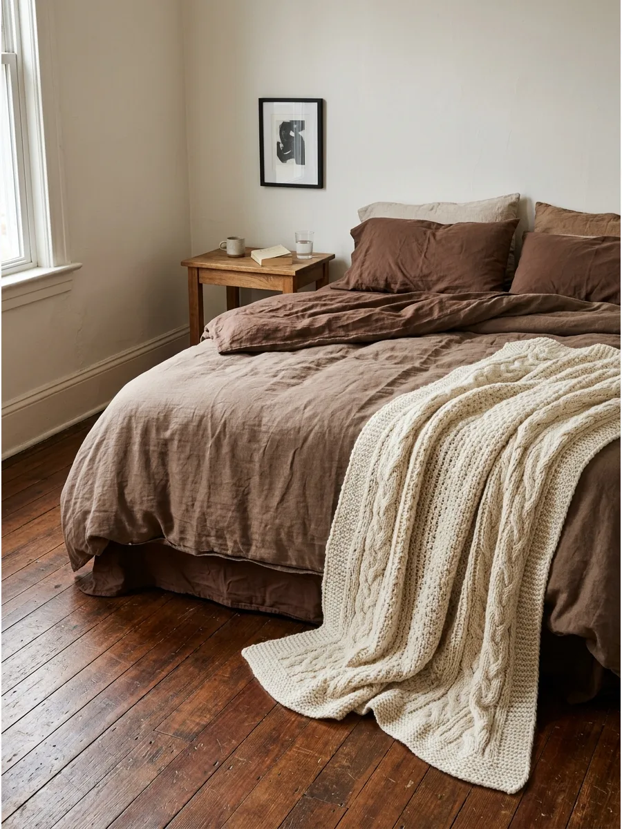 19. Chocolate Brown Layered Bedding