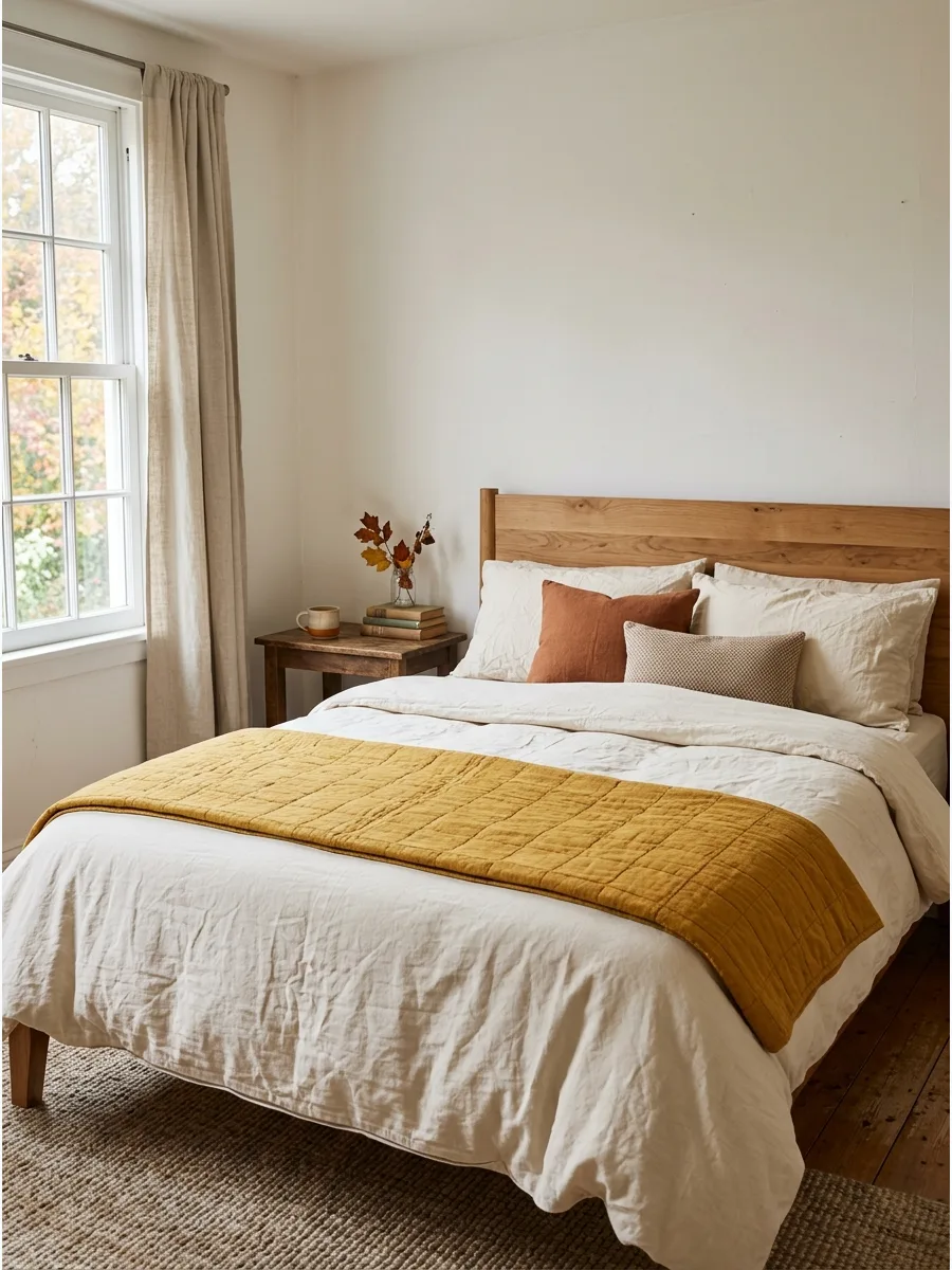 22. Mustard and Cream Bedding