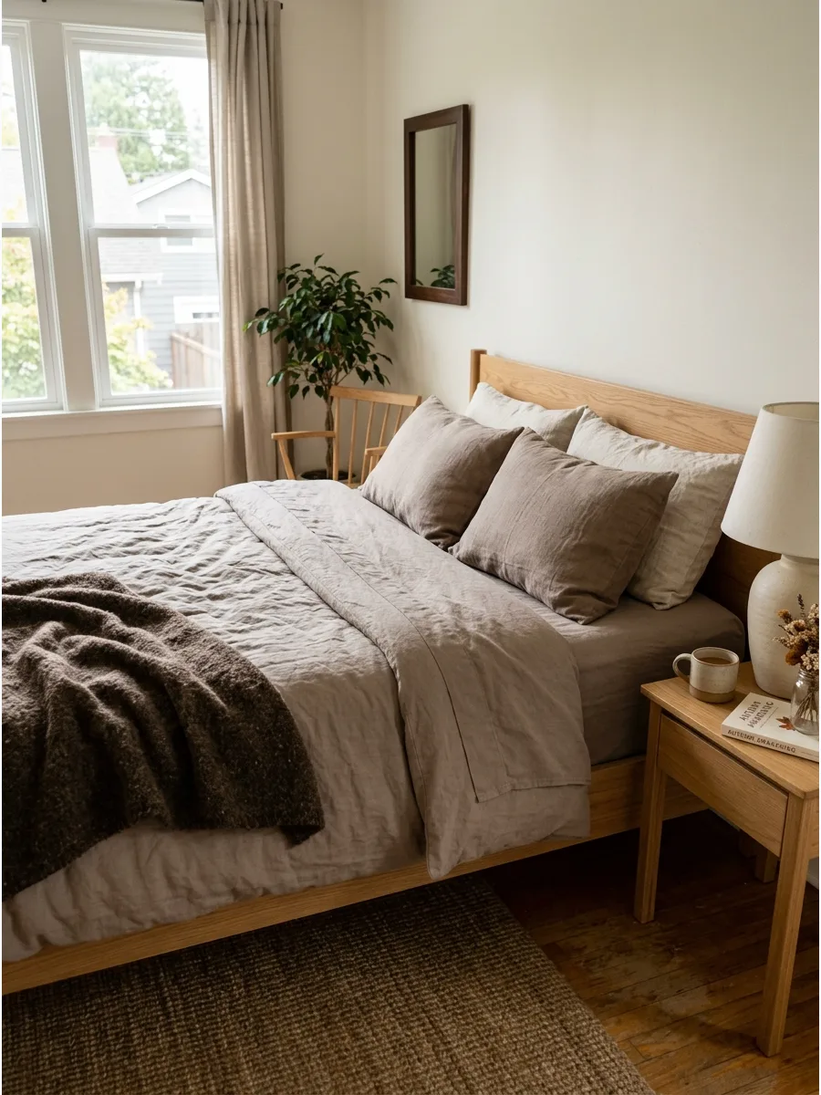 25. Warm Taupe Tonal Bedding