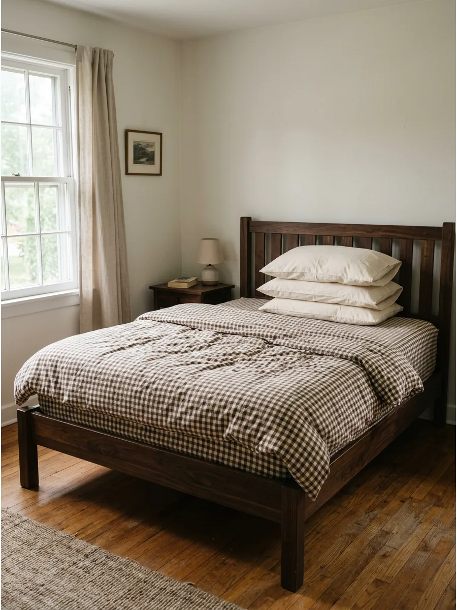 26. Brown Gingham Bedding