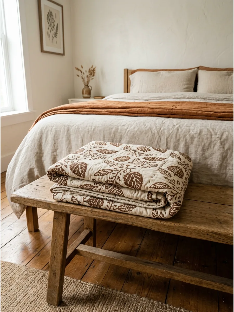 30. Block-Print Botanical Quilt
