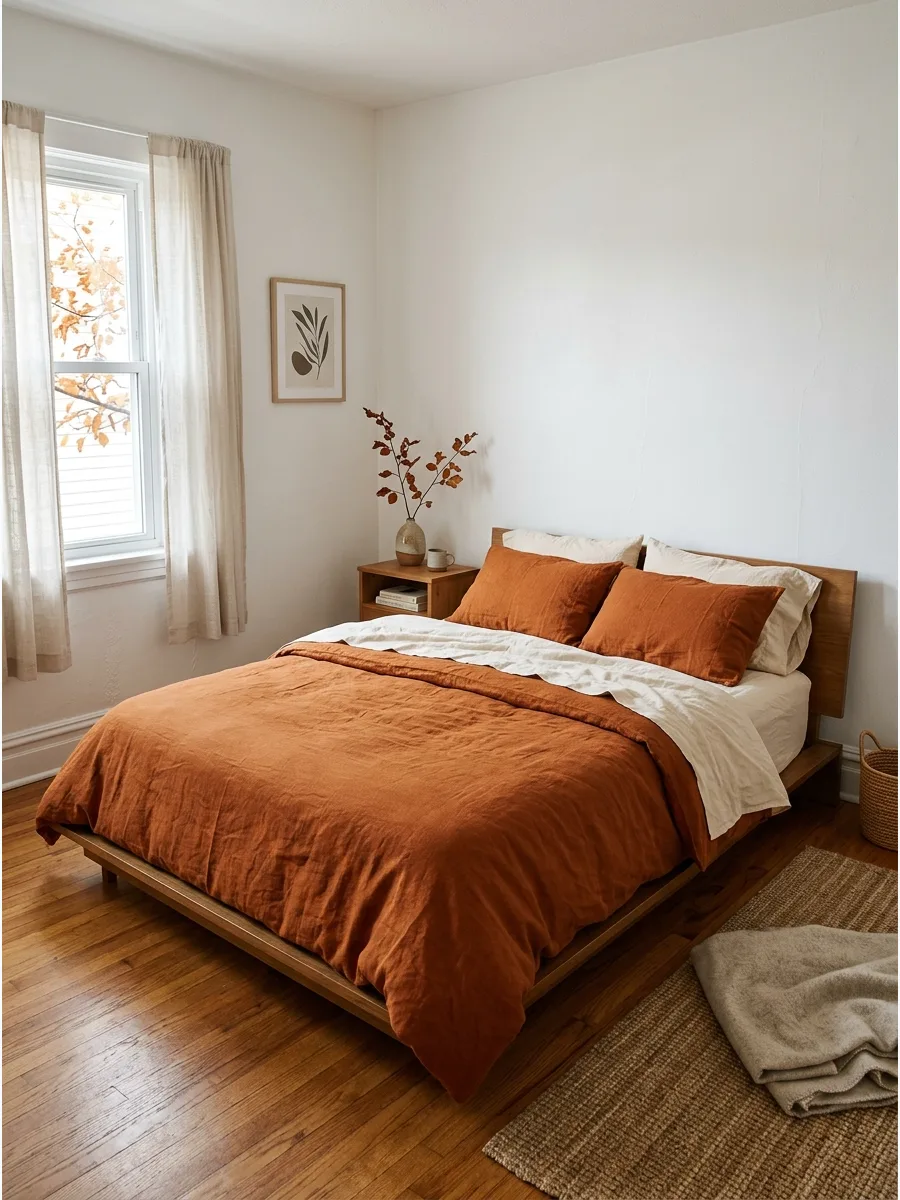 31. Rust Linen and Cream Sheets