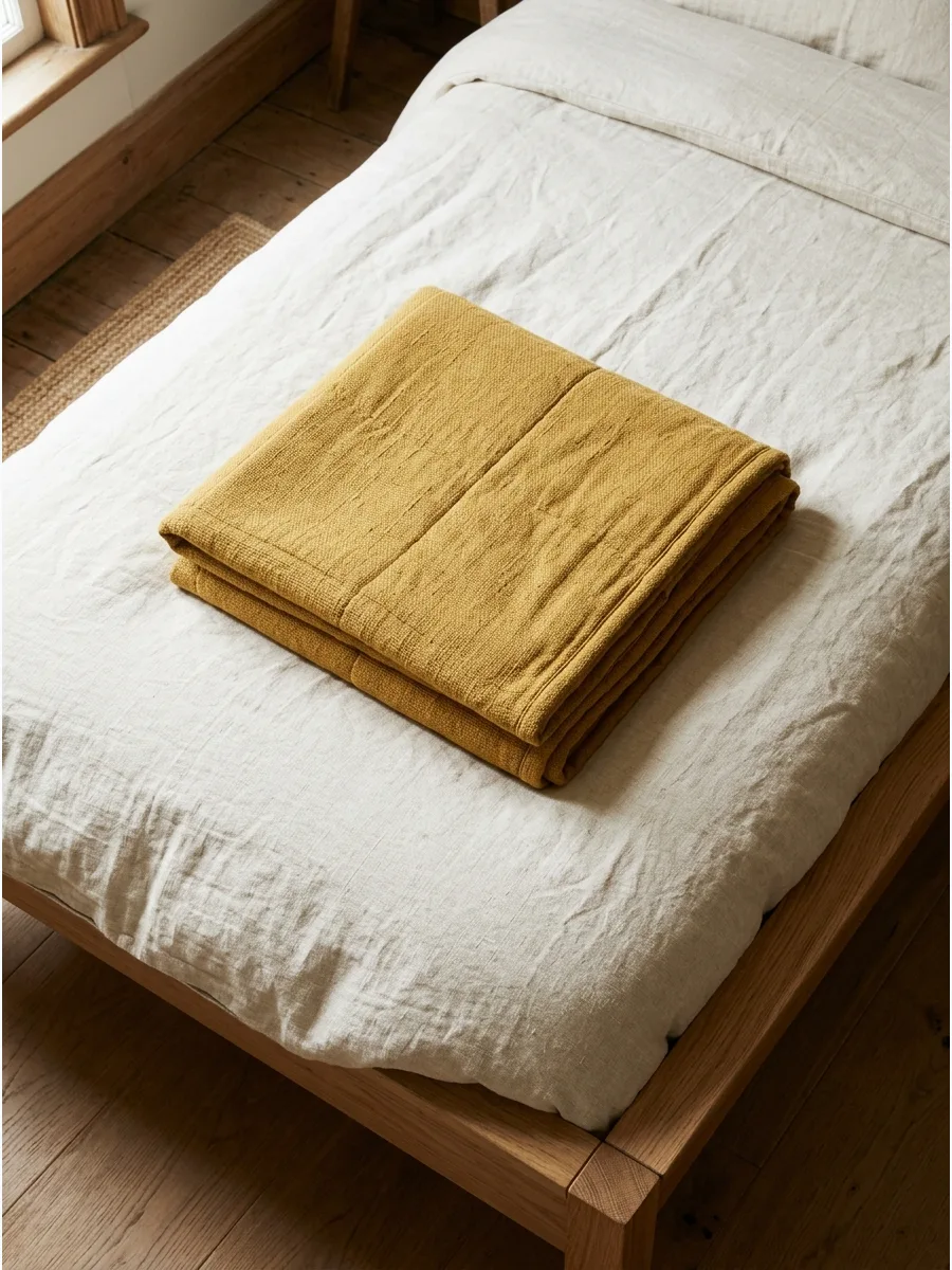 37. Mustard and Cream Bedding