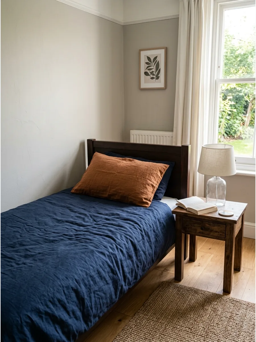 39. Navy and Rust Bedding Set
