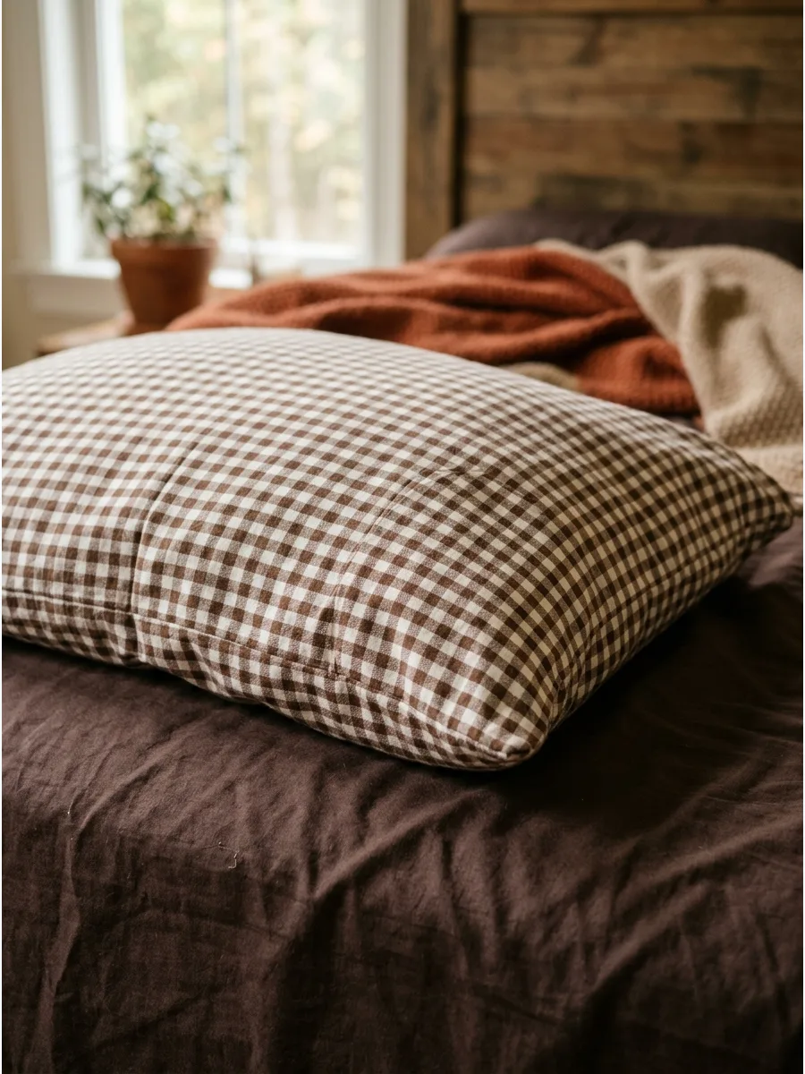 41. Brown Gingham Bedding Pattern
