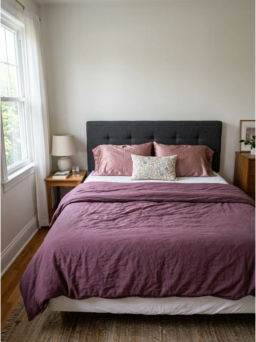 8. Plum and Dusty Rose Bedding