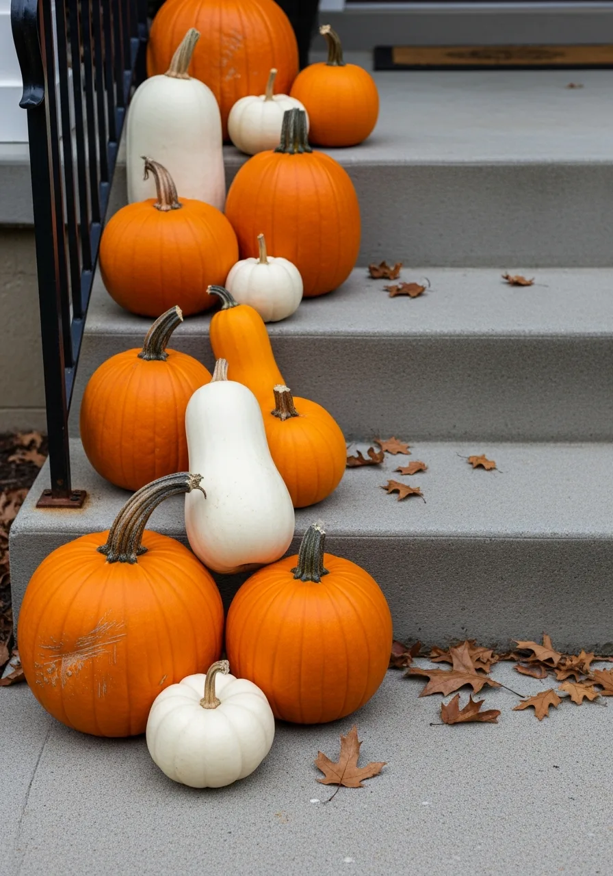 1. Layer Pumpkins Down the Steps
