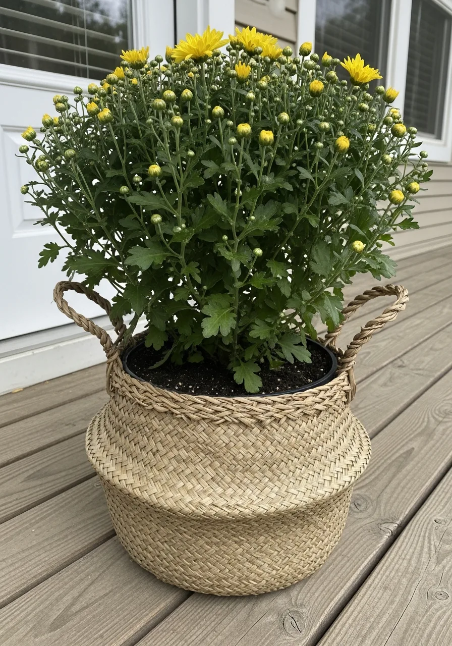 22. Mums in Woven Baskets