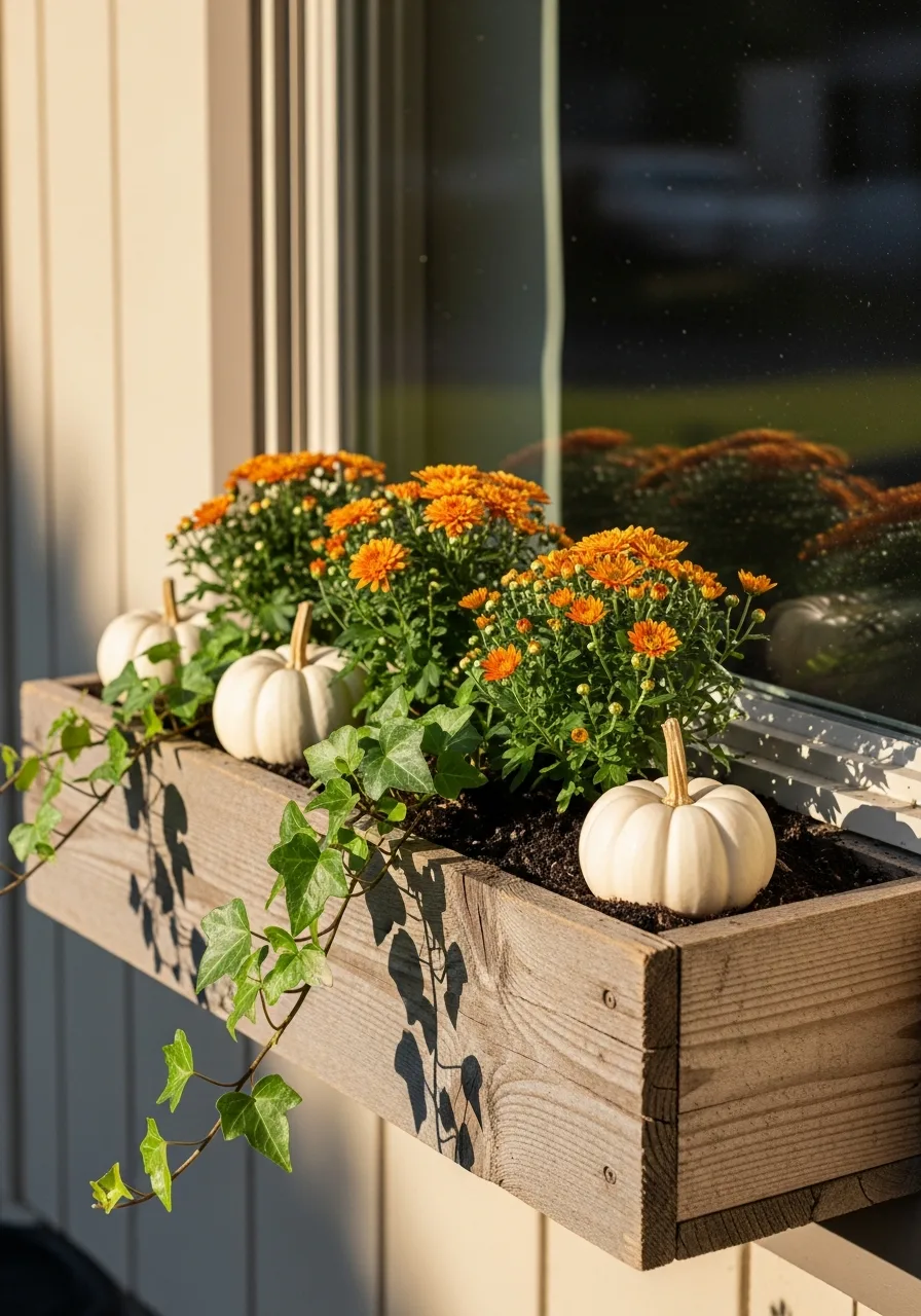 43. Pumpkin Filled Window Boxes