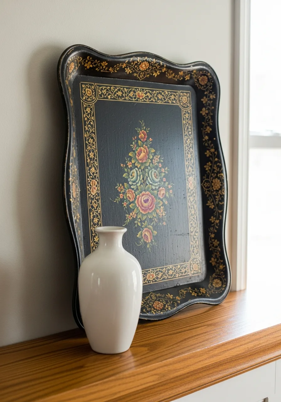 14. Antique Tole Tray Backdrop