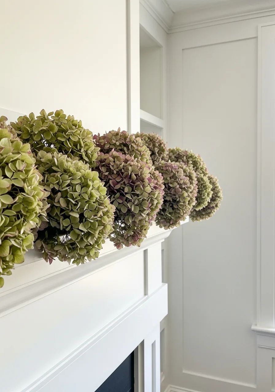 21. Dried Hydrangea Bloom Row