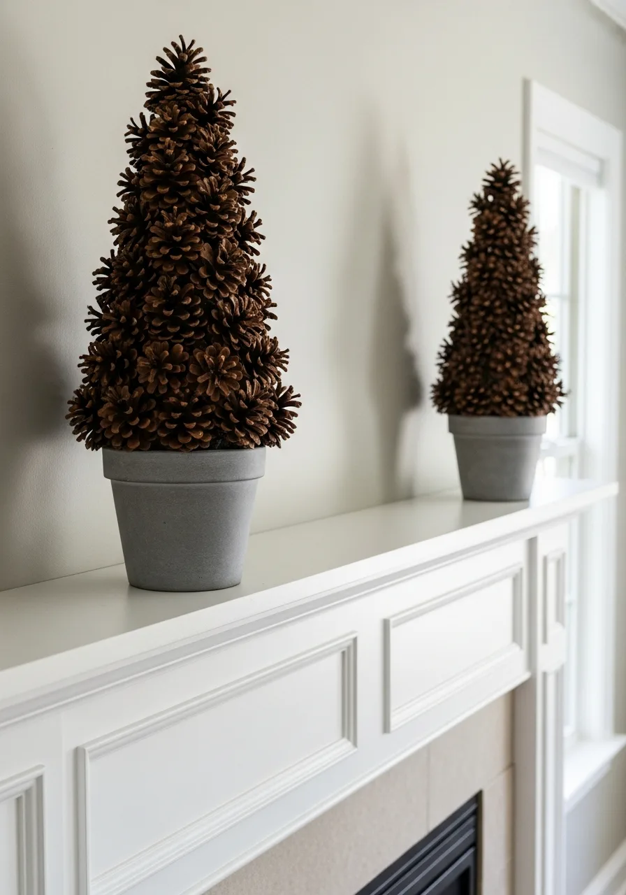 23. Symmetrical Pinecone Topiary Pair