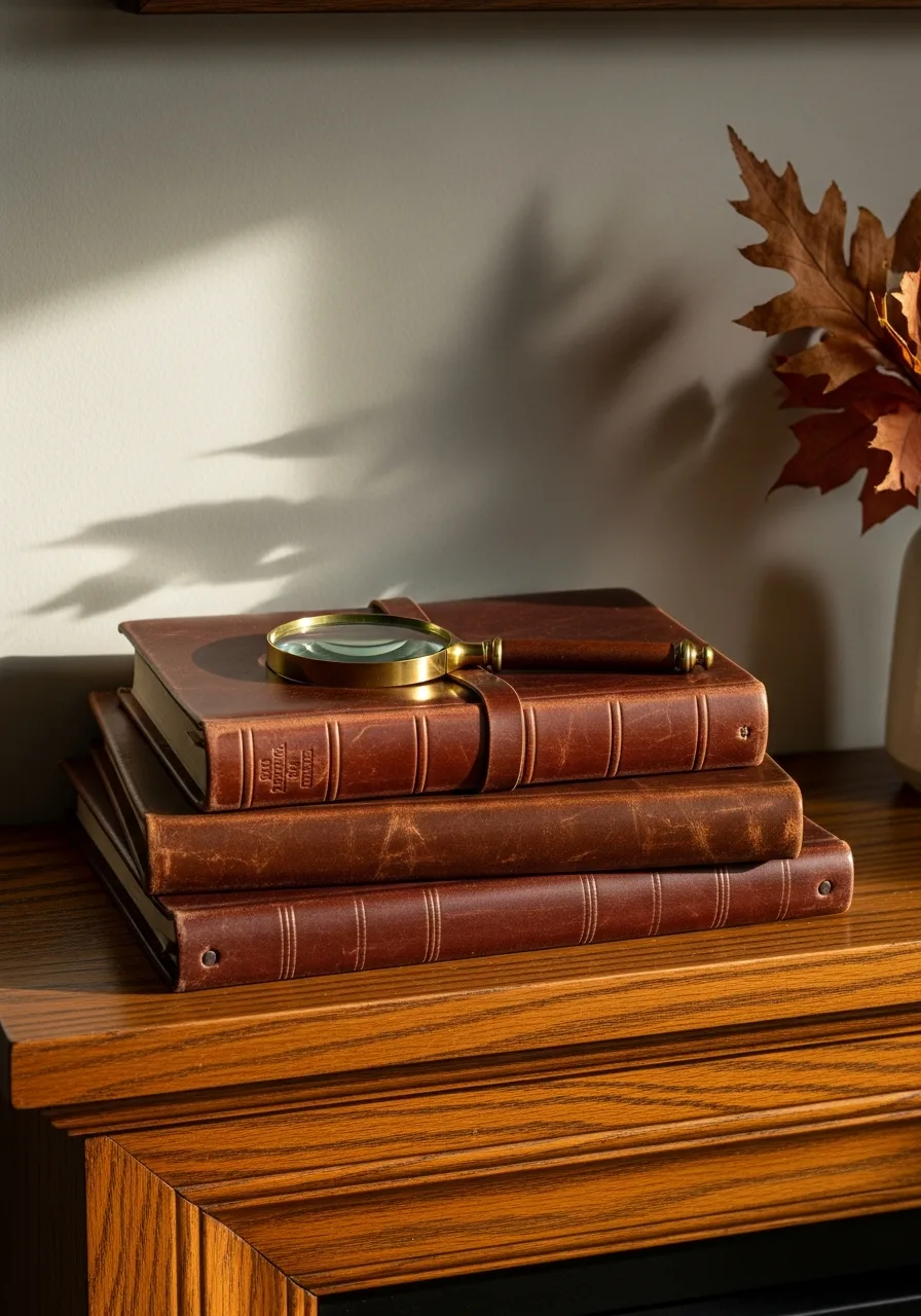 24. Vintage Leather Journal Stack