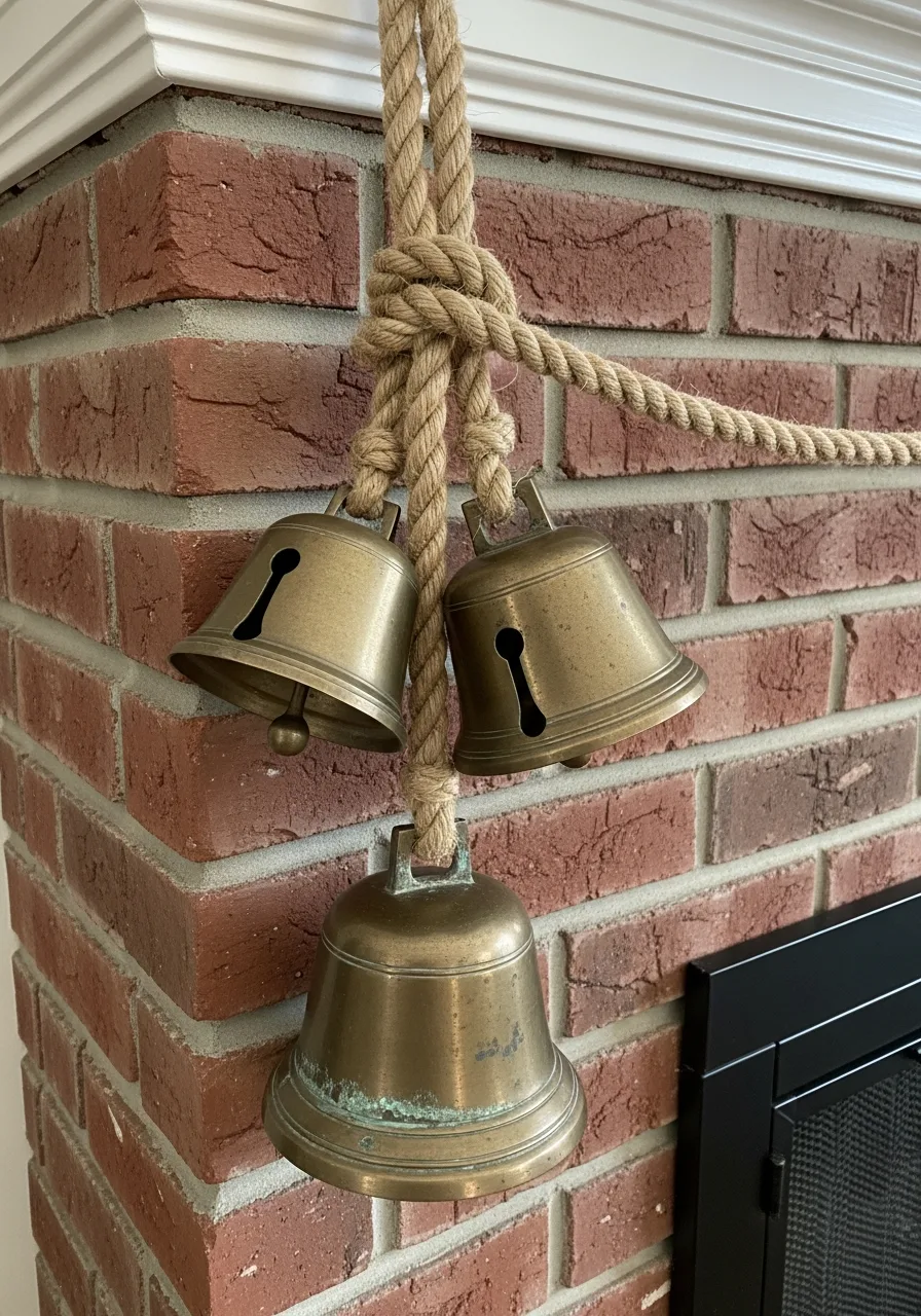 26. Hanging Antique Brass Bells