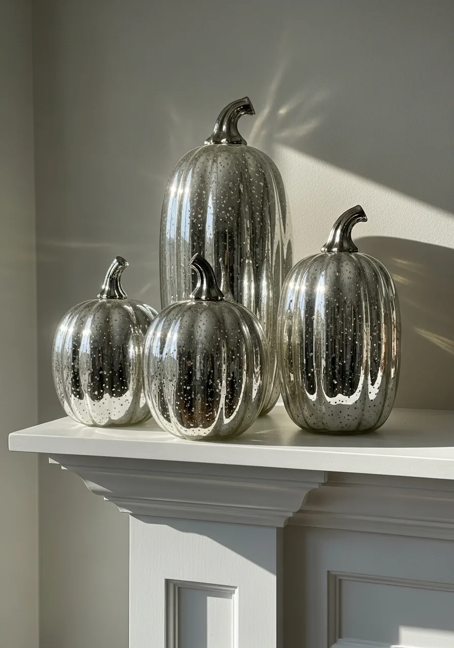 31. Mercury Glass Gourd Trio