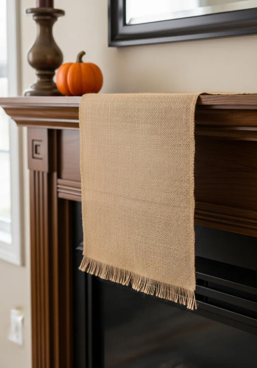 34. Short Fringed Burlap Runner