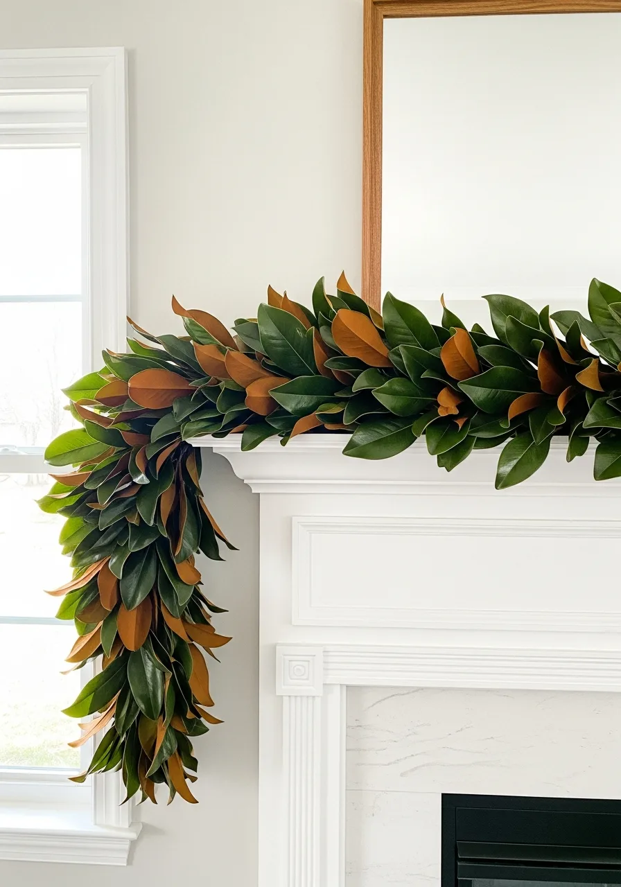 37. Glossy Magnolia Leaf Swag