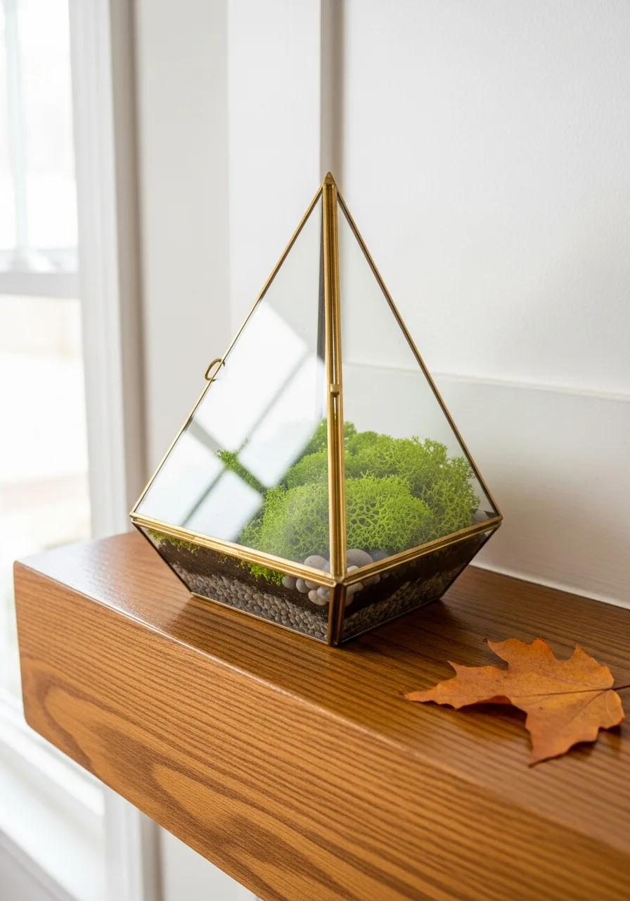 41. Glass Geometric Moss Terrarium