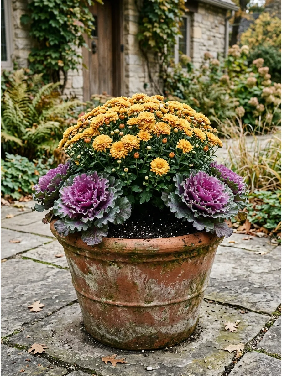 1. Mums and Ornamental Kale
