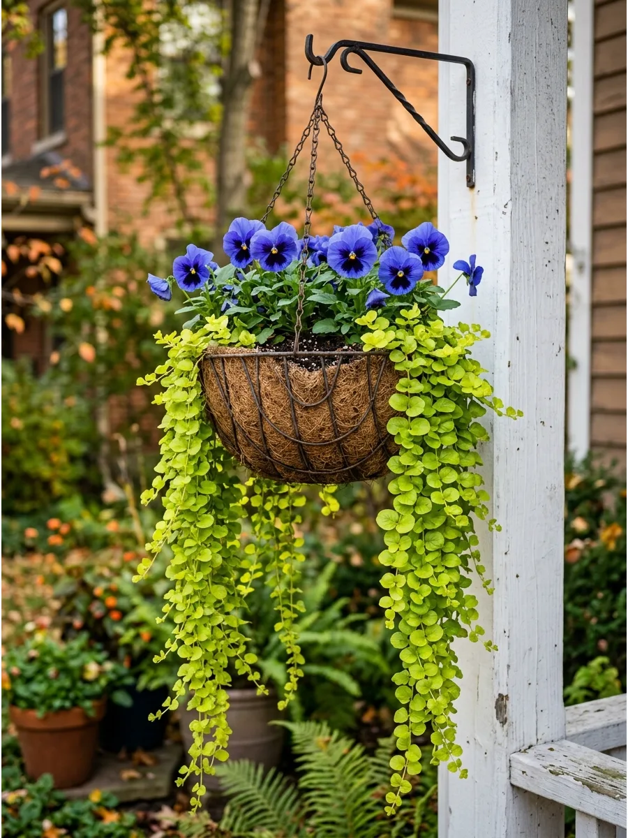 10. Pansy and Creeping Jenny