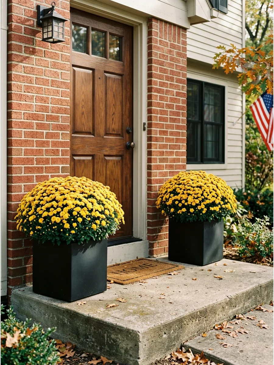 12. Black Planters Golden Mums