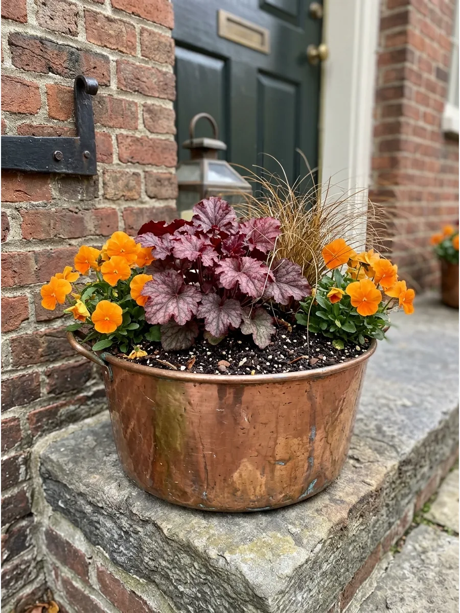 15. Copper Pot Fall Planter
