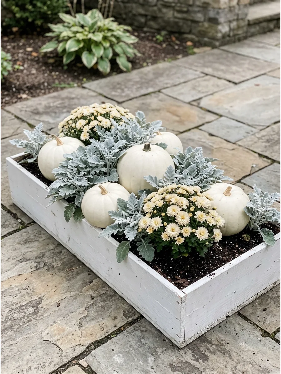 18. Neutral White Pumpkin Planter