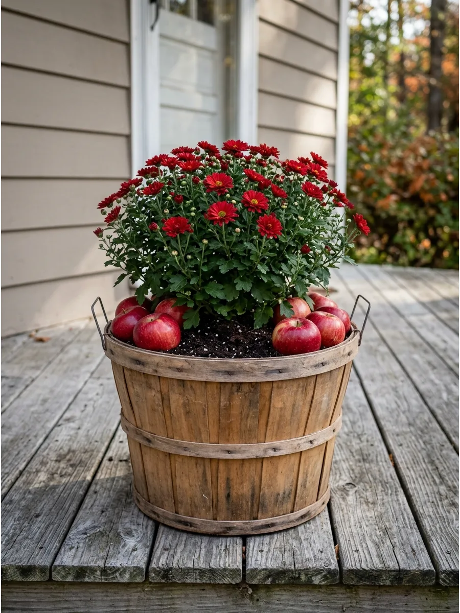 29. Apple Basket Fall Planter