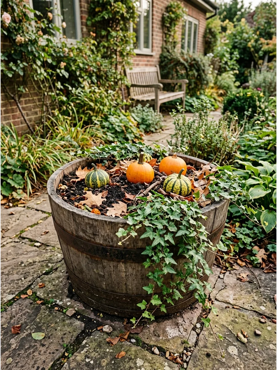 3. Pumpkin Filled Fall Planter