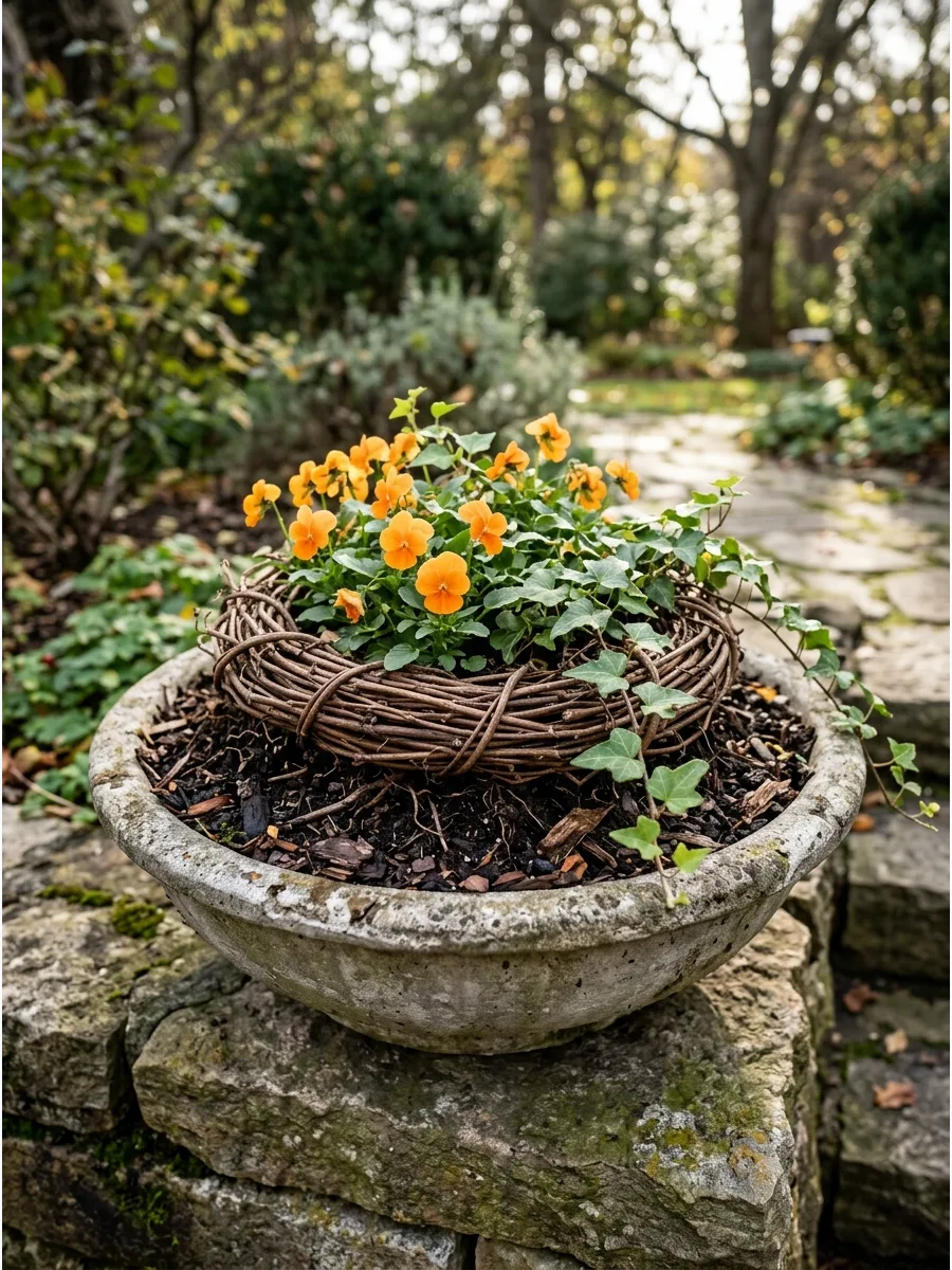 40. Grapevine and Mum Woodland Pot