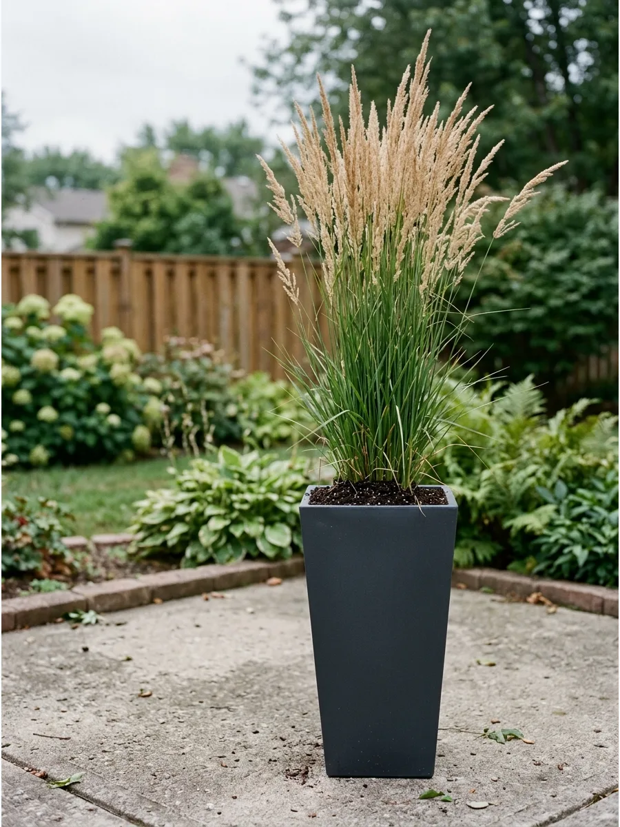 42. Sleek Minimalist Grass Planter