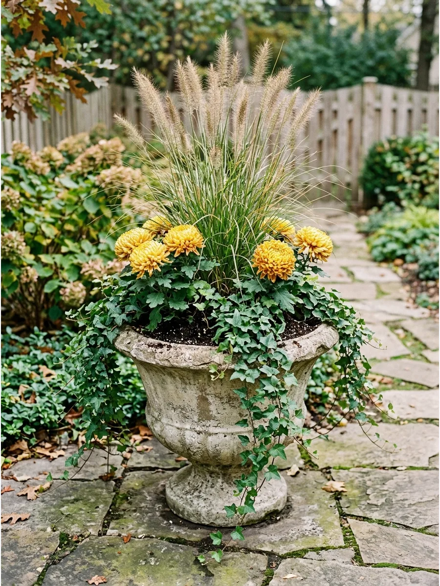 48. Oversized Mixed Autumn Planter