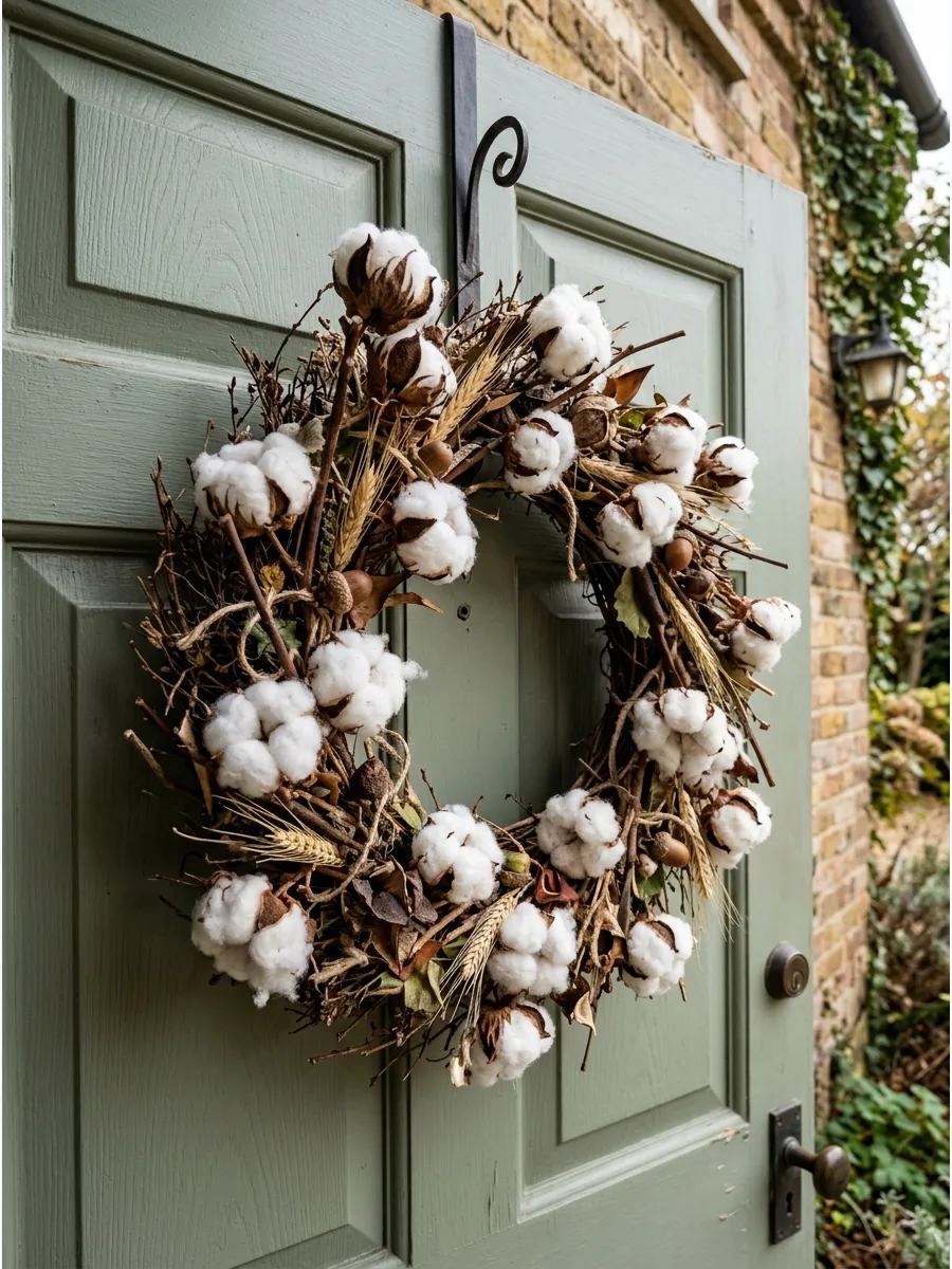 12. Soft Cotton Boll Wreath