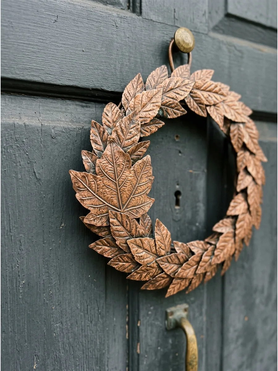 16. Copper Leaf Metal Wreath