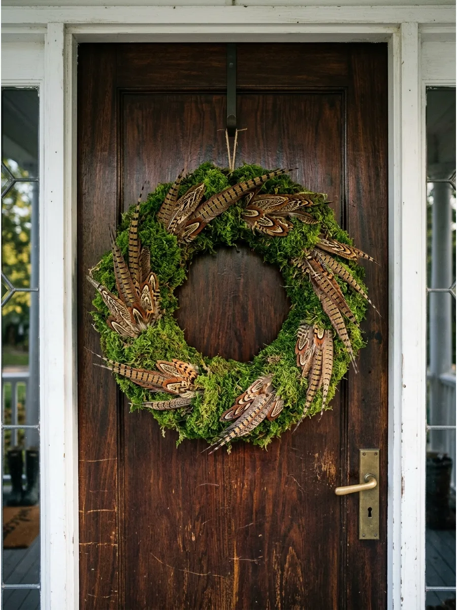 22. Pheasant Feather Moss Wreath