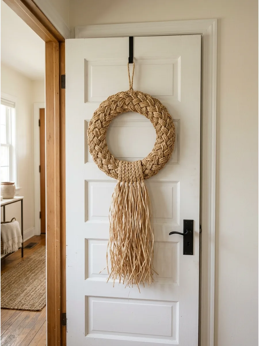27. Braided Raffia Straw Wreath
