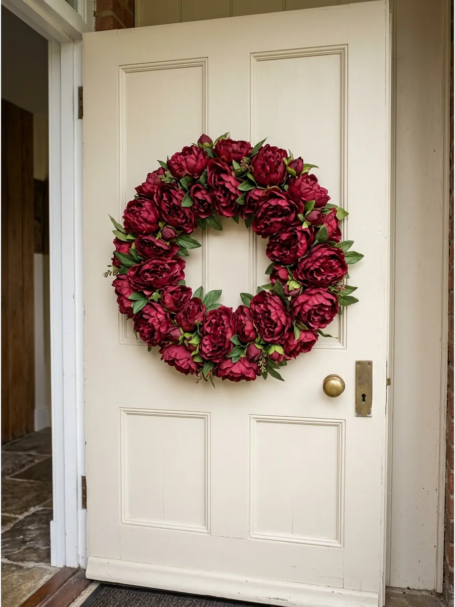 33. Burgundy Silk Peony Circle
